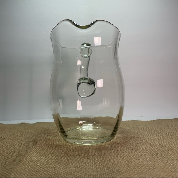 Vintage craft glass drink pitcher green hue 1/2 gallon container princess house - Picture 3 of 13